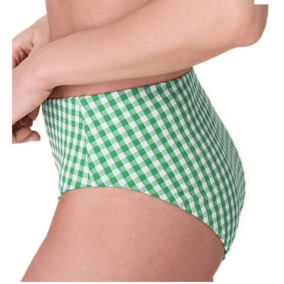 Andie NWT Delray Green Gingham Bikini Top 90’s The High Rise Bikini Bottoms Sz L - Picture 6 of 16